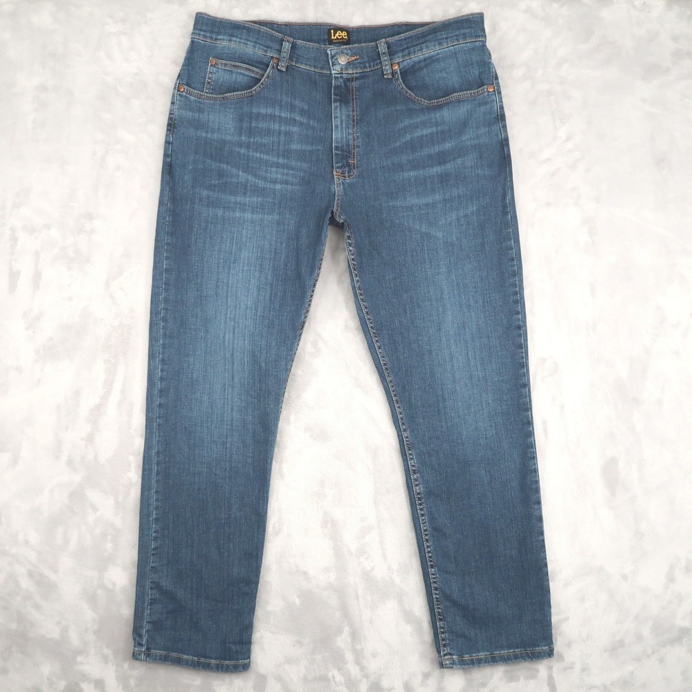 Lee Jeans Mens 36x30 Regular Fit 35x29 Blue Straight Leg Stretch Classic Casual